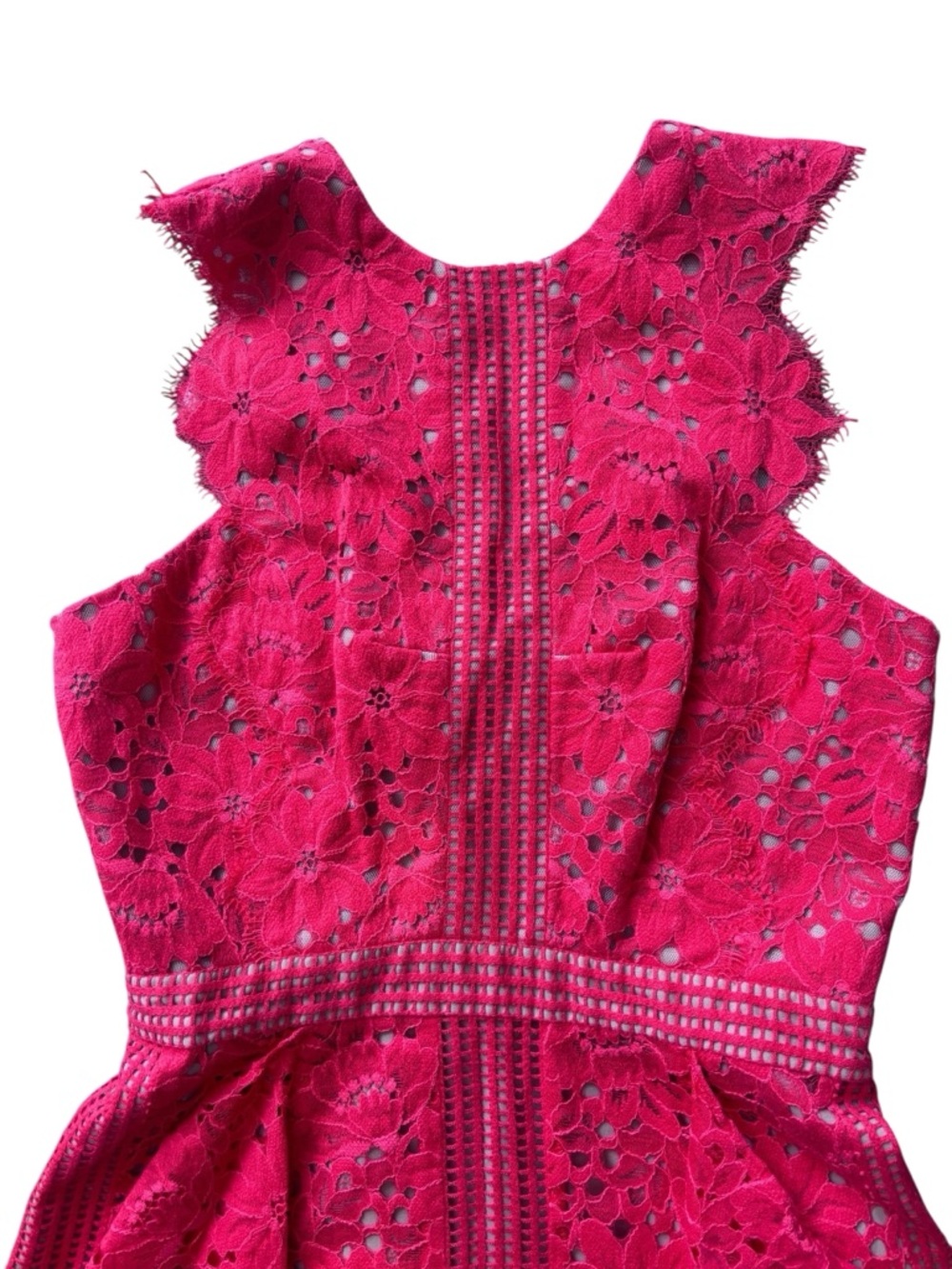 BCBGMAXAZRIA Hot Pink Lace Fit & Flare Cocktail Dress